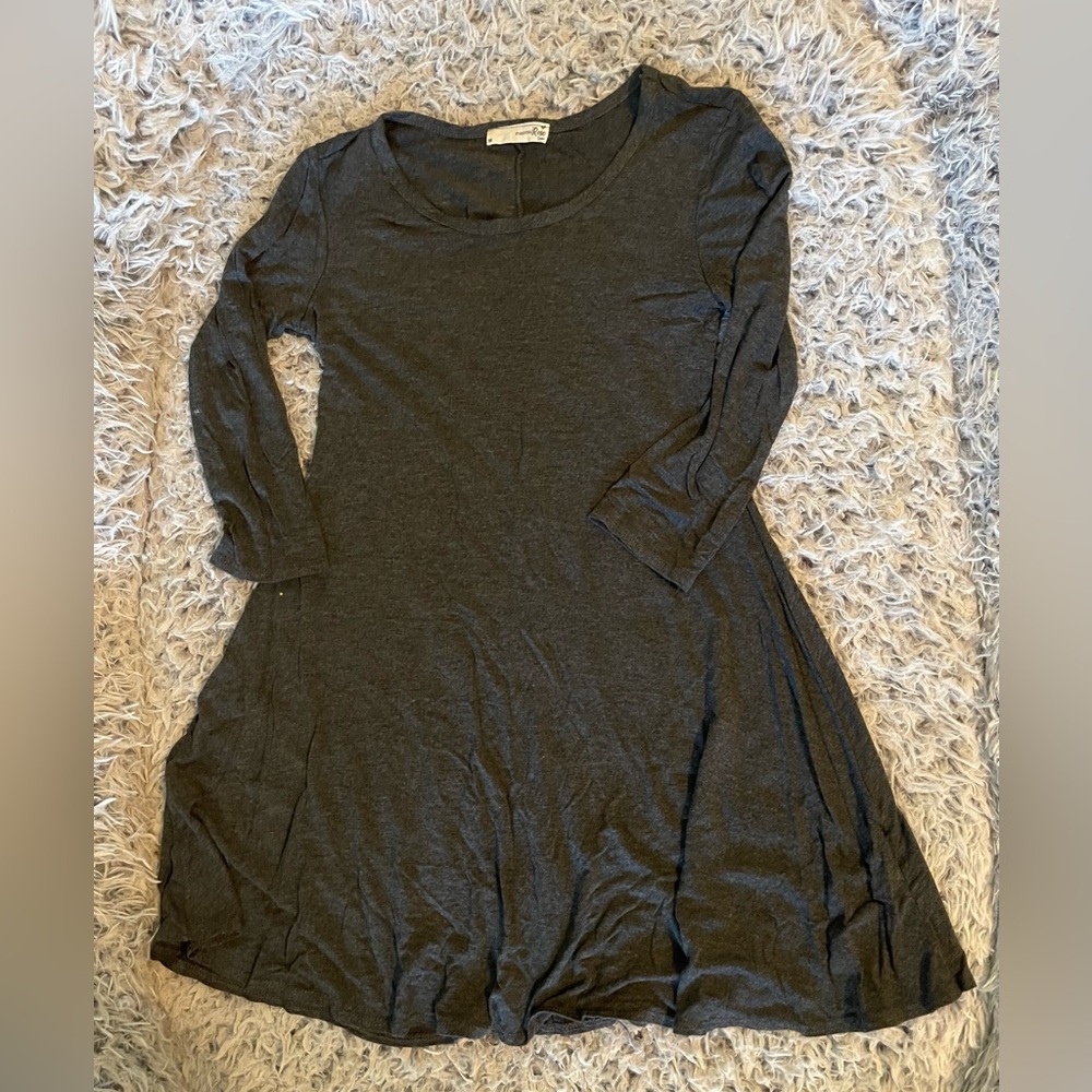Women’s Gray Forever Rose brand a line skater dress 3/4 length sleeves size med